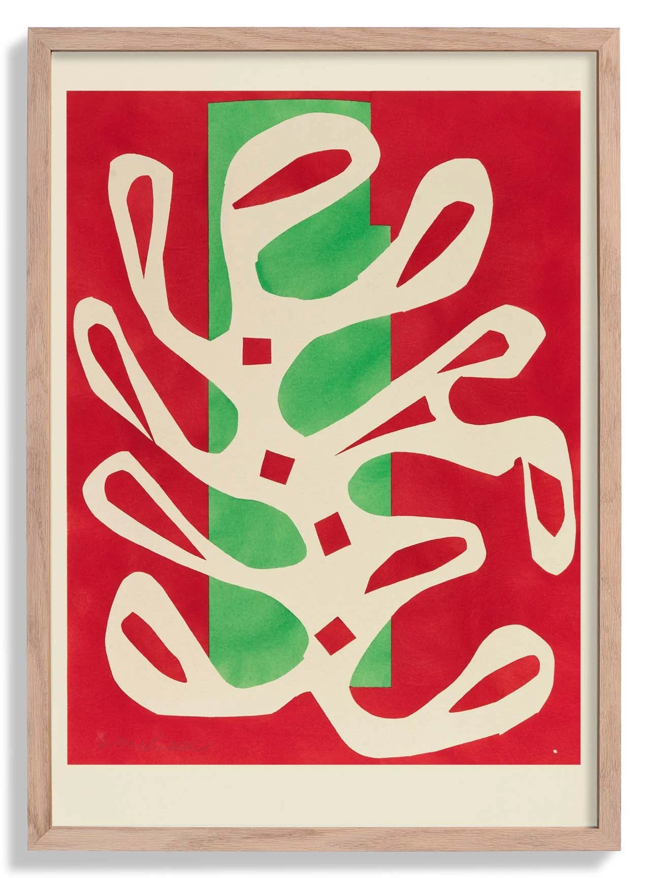 Algue blanche sur fond rouge et vert by Henri Matisse