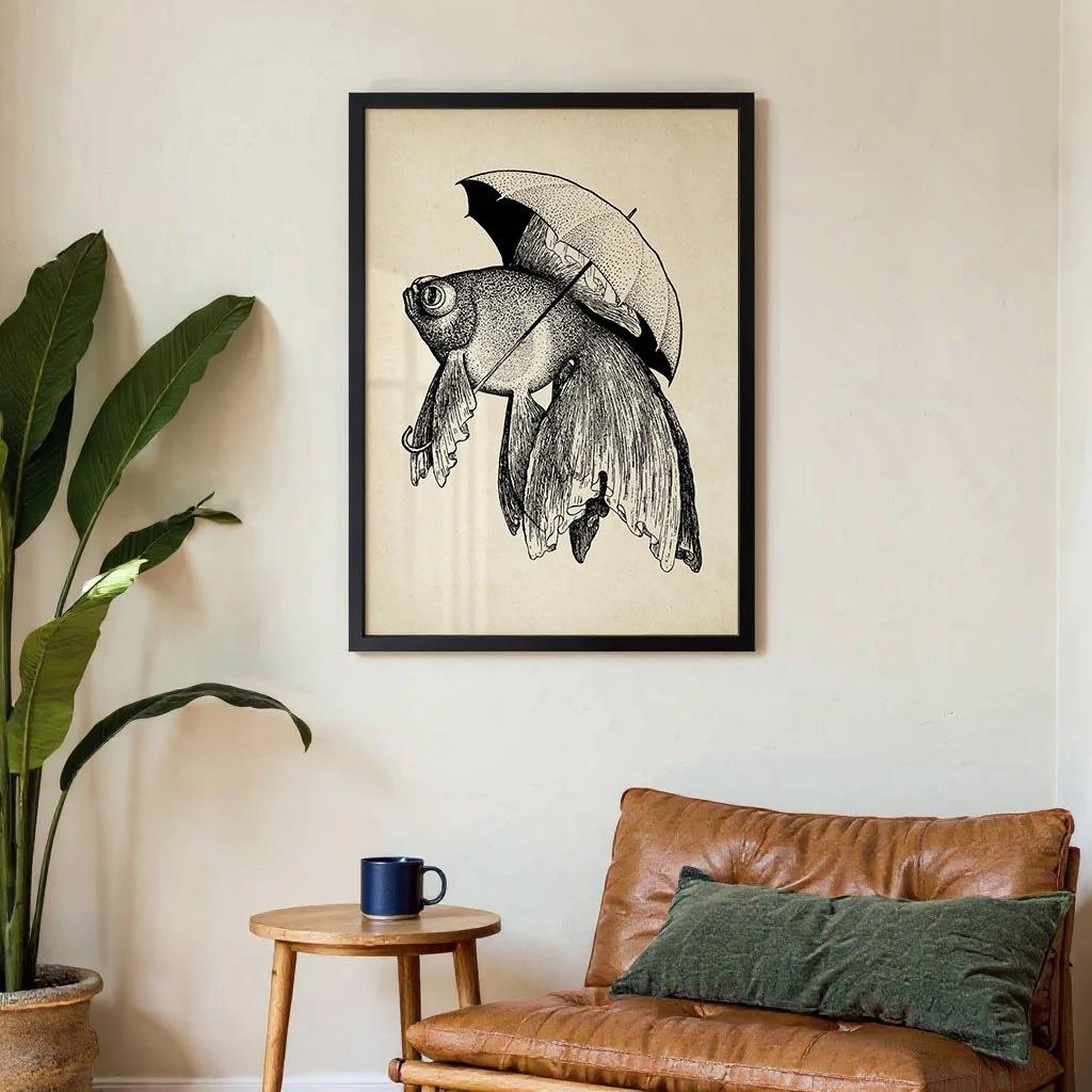 Antique Fish with Umbrella - Image 3