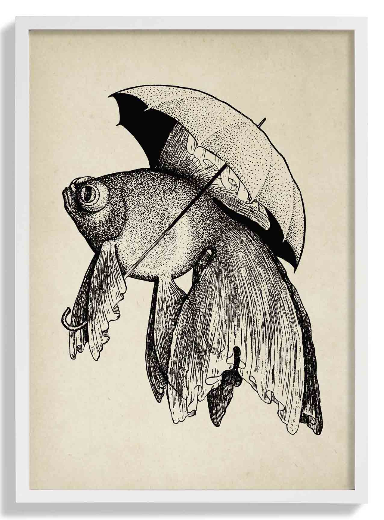 Antique Fish with Umbrella - Image 5