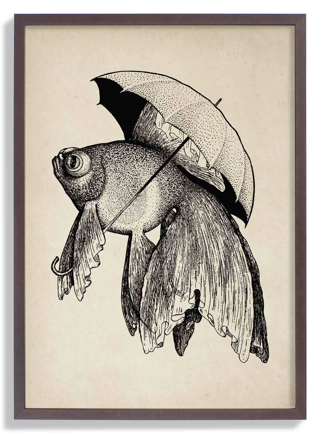 Antique Fish with Umbrella - Image 7