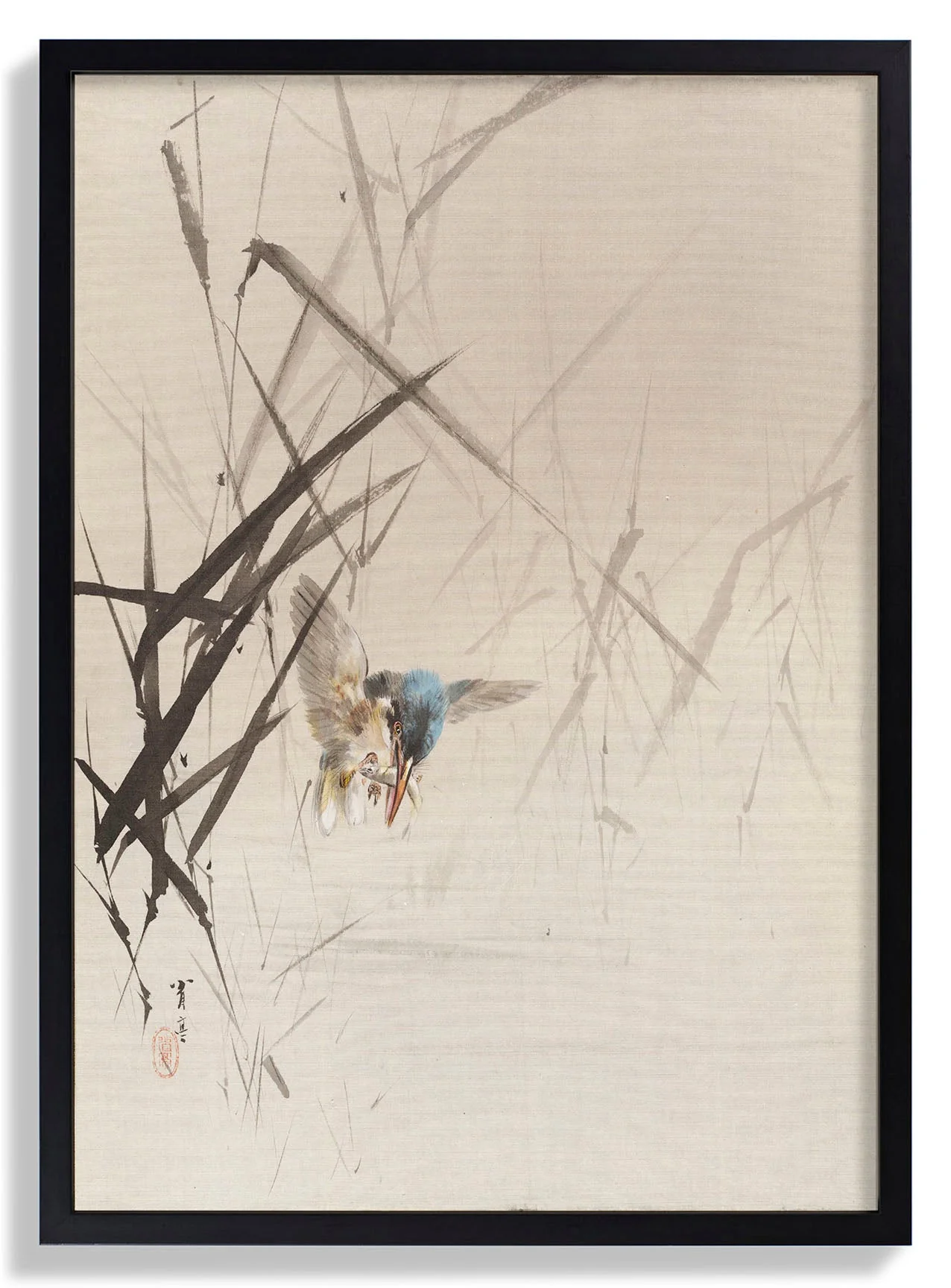 Bird Catching Fish Among Reeds by Watanabe Seitei - Image 7