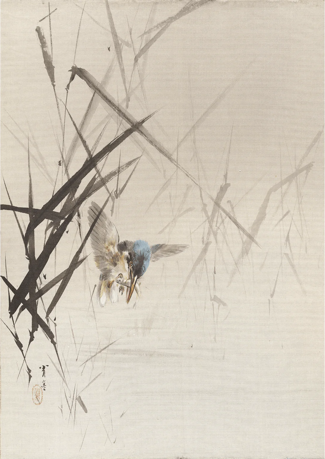 Bird Catching Fish Among Reeds by Watanabe Seitei - Image 8