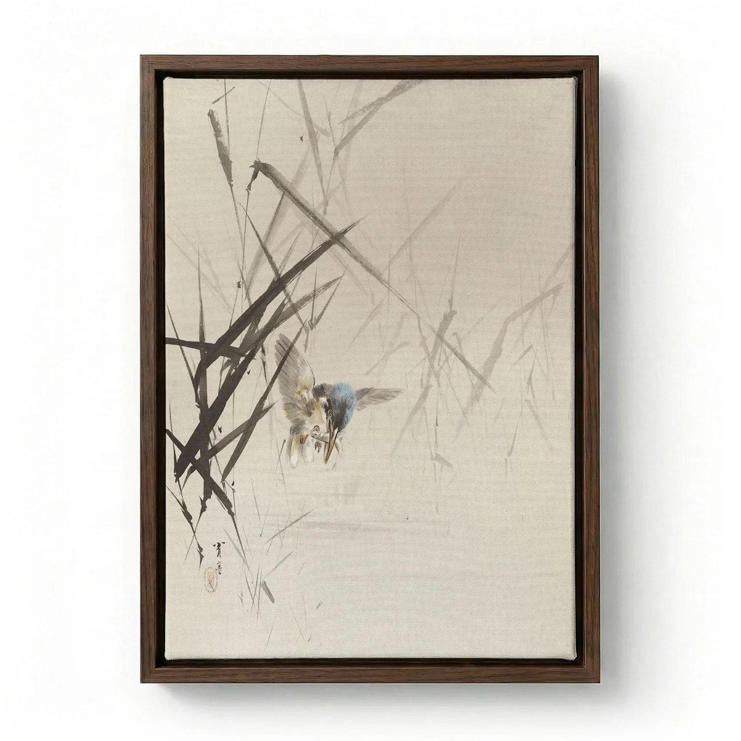 Bird Catching Fish Among Reeds by Watanabe Seitei - Image 6