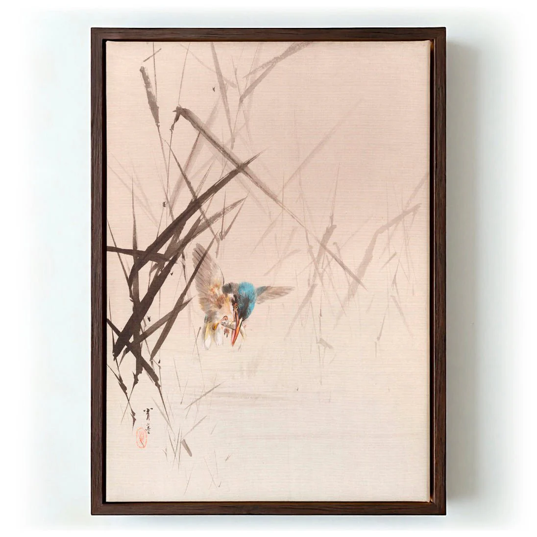 Bird Catching Fish Among Reeds by WANTANABE SEITEI - Image 6
