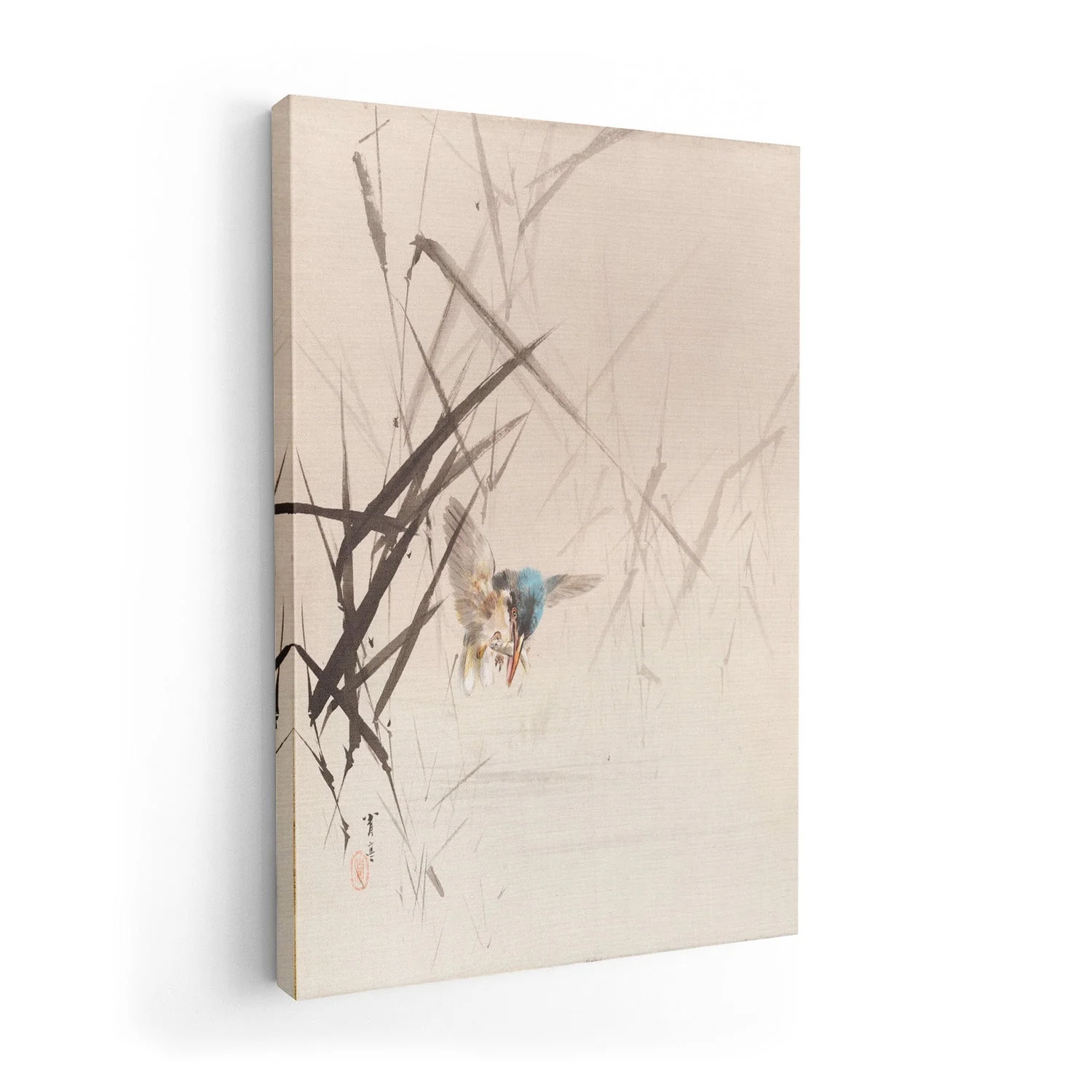Bird Catching Fish Among Reeds by WANTANABE SEITEI - Image 7