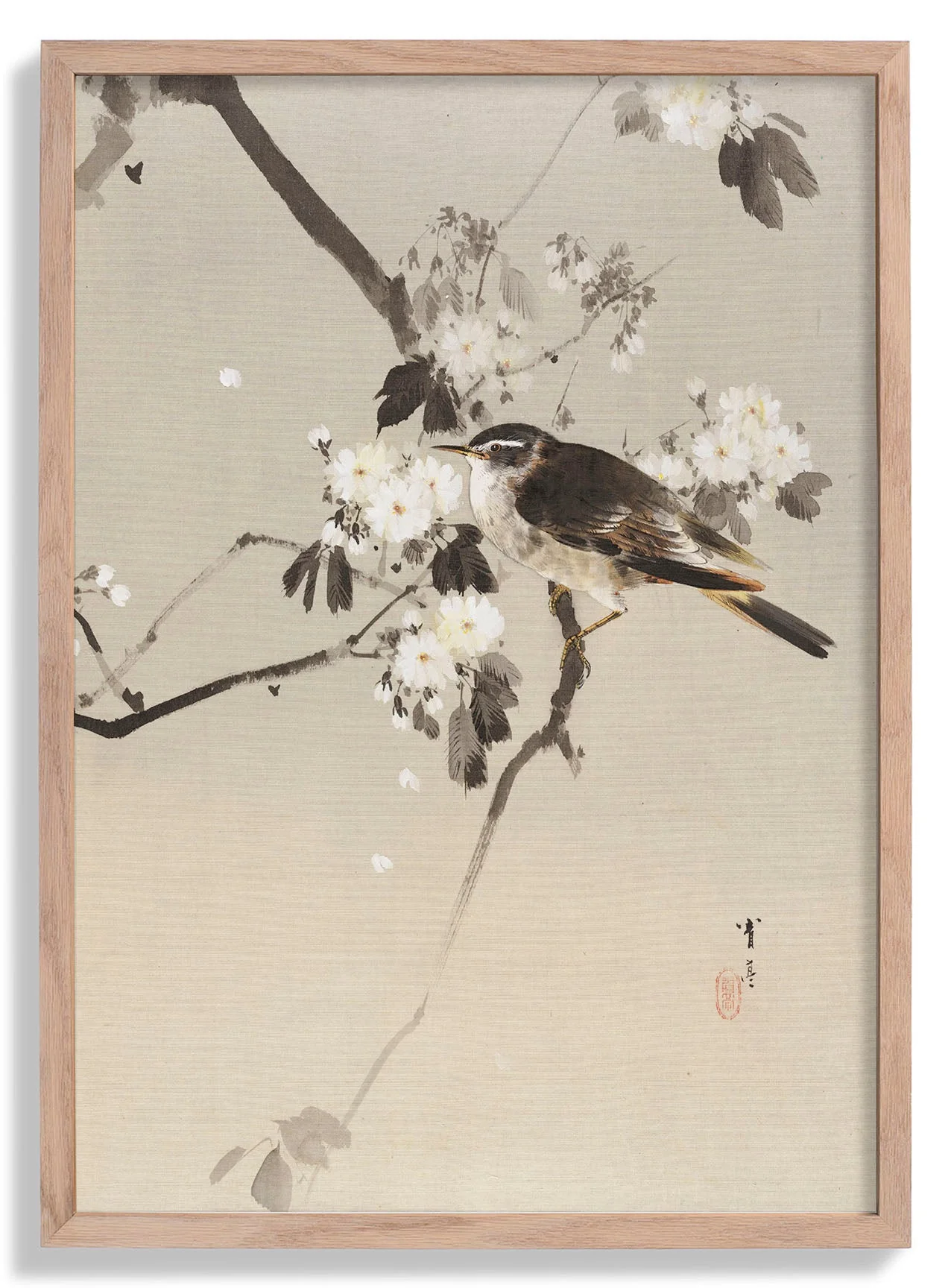 Birds on a Flowering Branch (1887) by Watanabe Seitei
