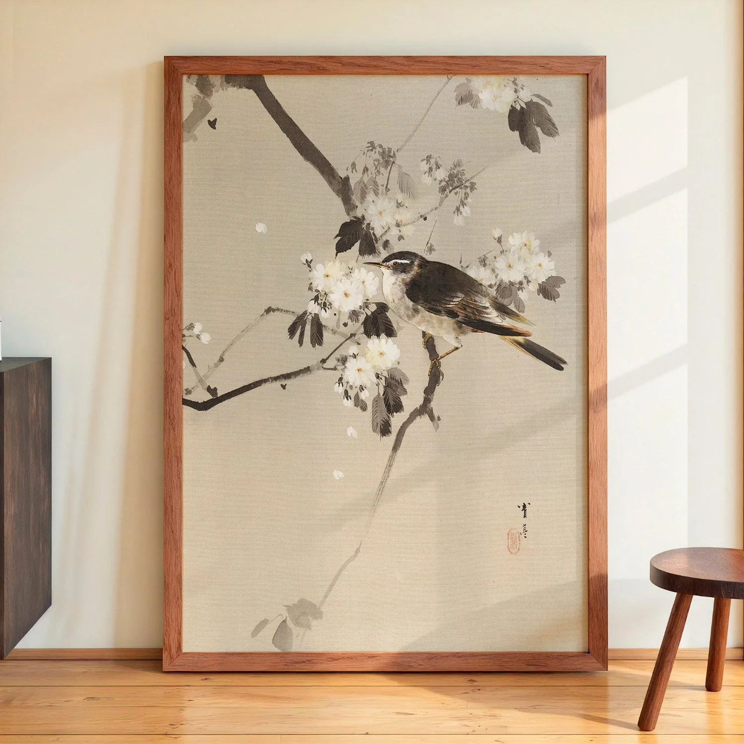 Birds on a Flowering Branch (1887) by Watanabe Seitei - Image 4