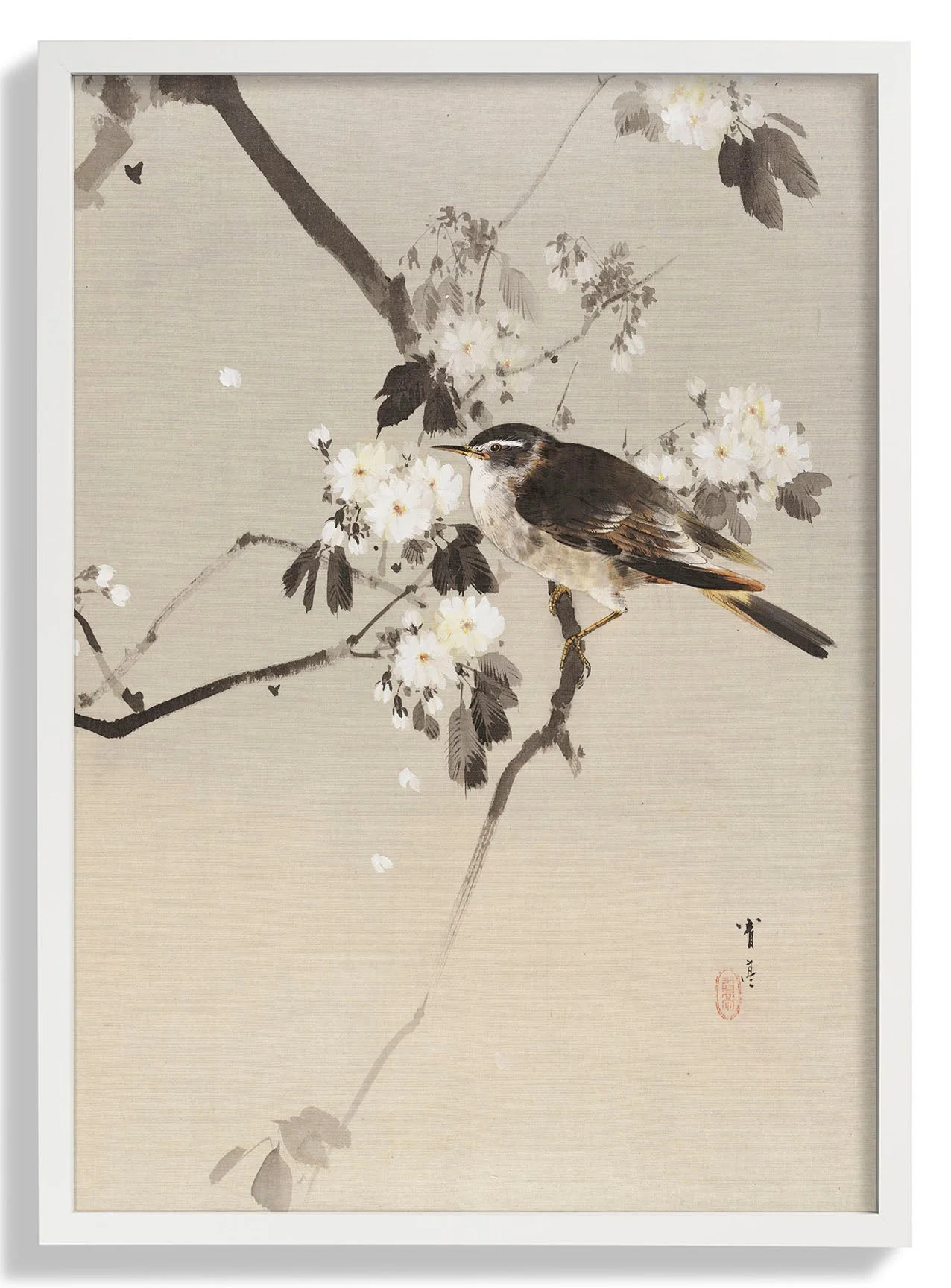 Birds on a Flowering Branch (1887) by Watanabe Seitei - Image 5
