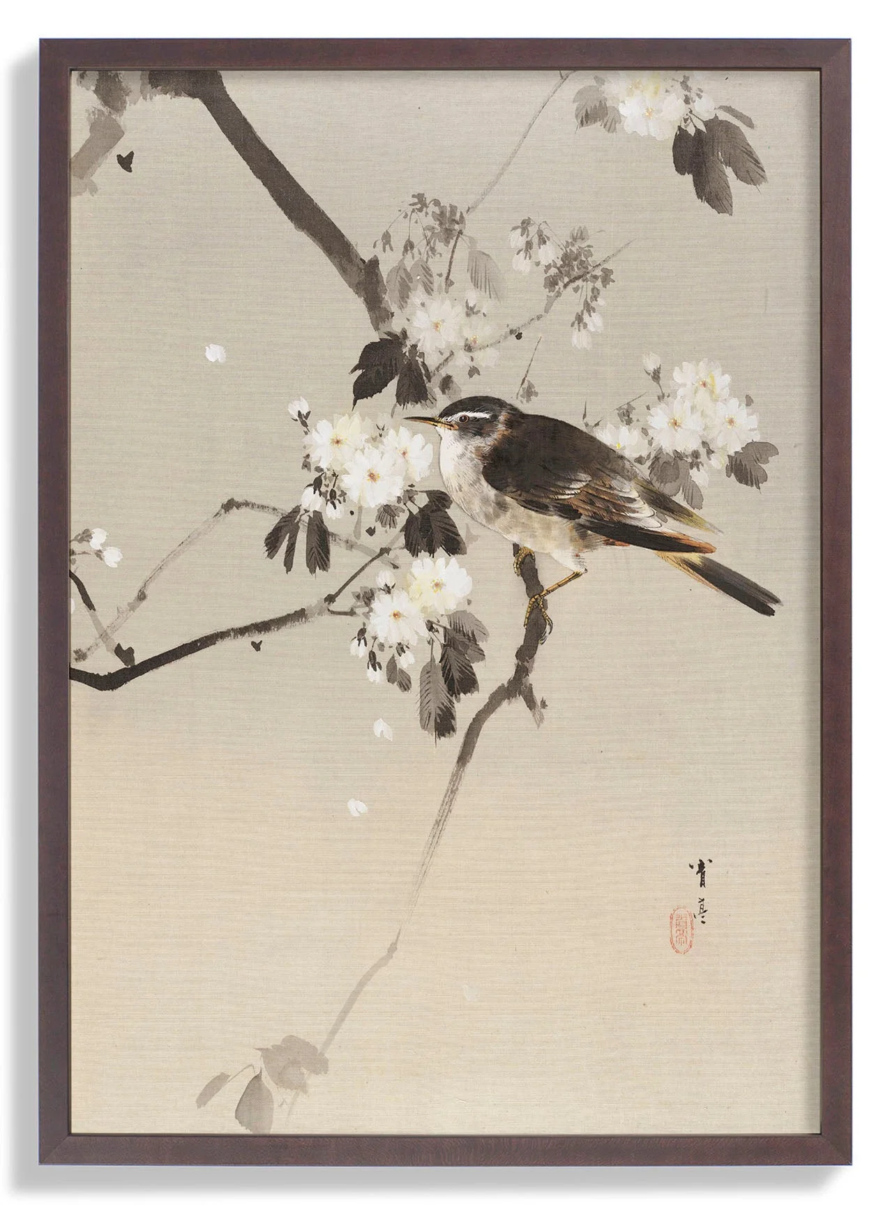 Birds on a Flowering Branch (1887) by Watanabe Seitei - Image 6