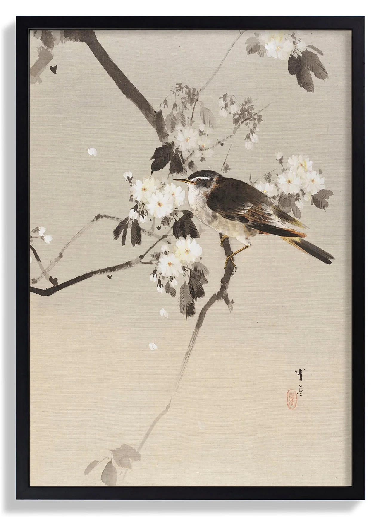 Birds on a Flowering Branch (1887) by Watanabe Seitei - Image 7