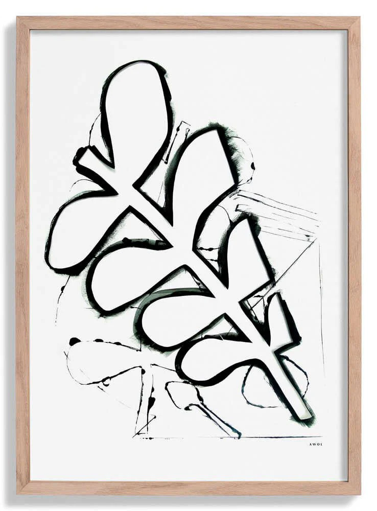 Black And White Abstract Leaf by Awol Art Alex