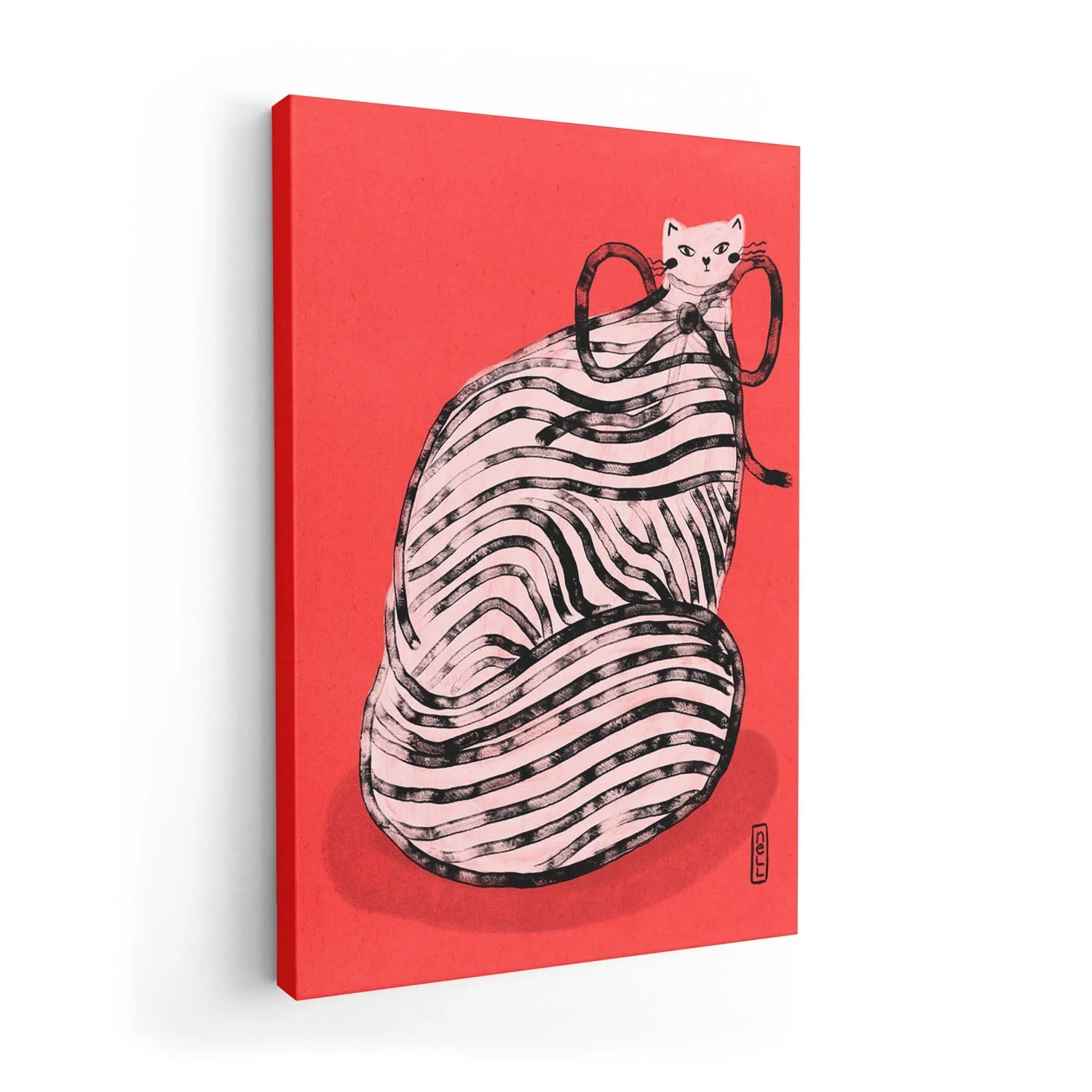 Black and White Stripe Cat Illustration Poster by Dirkie Nell - Image 7
