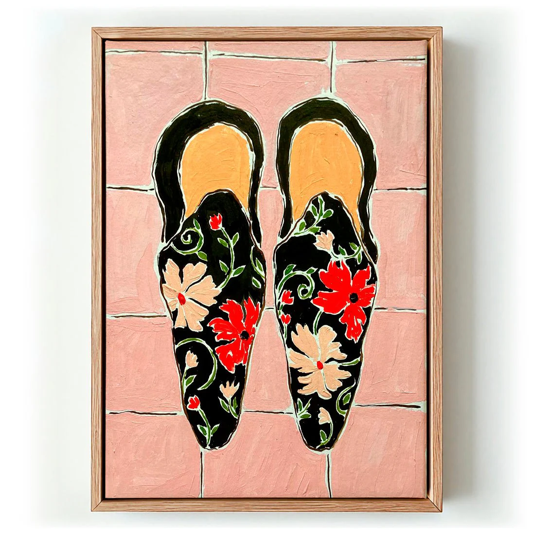 Black Shoes On Pink Tiles by Rushati Chowdhury