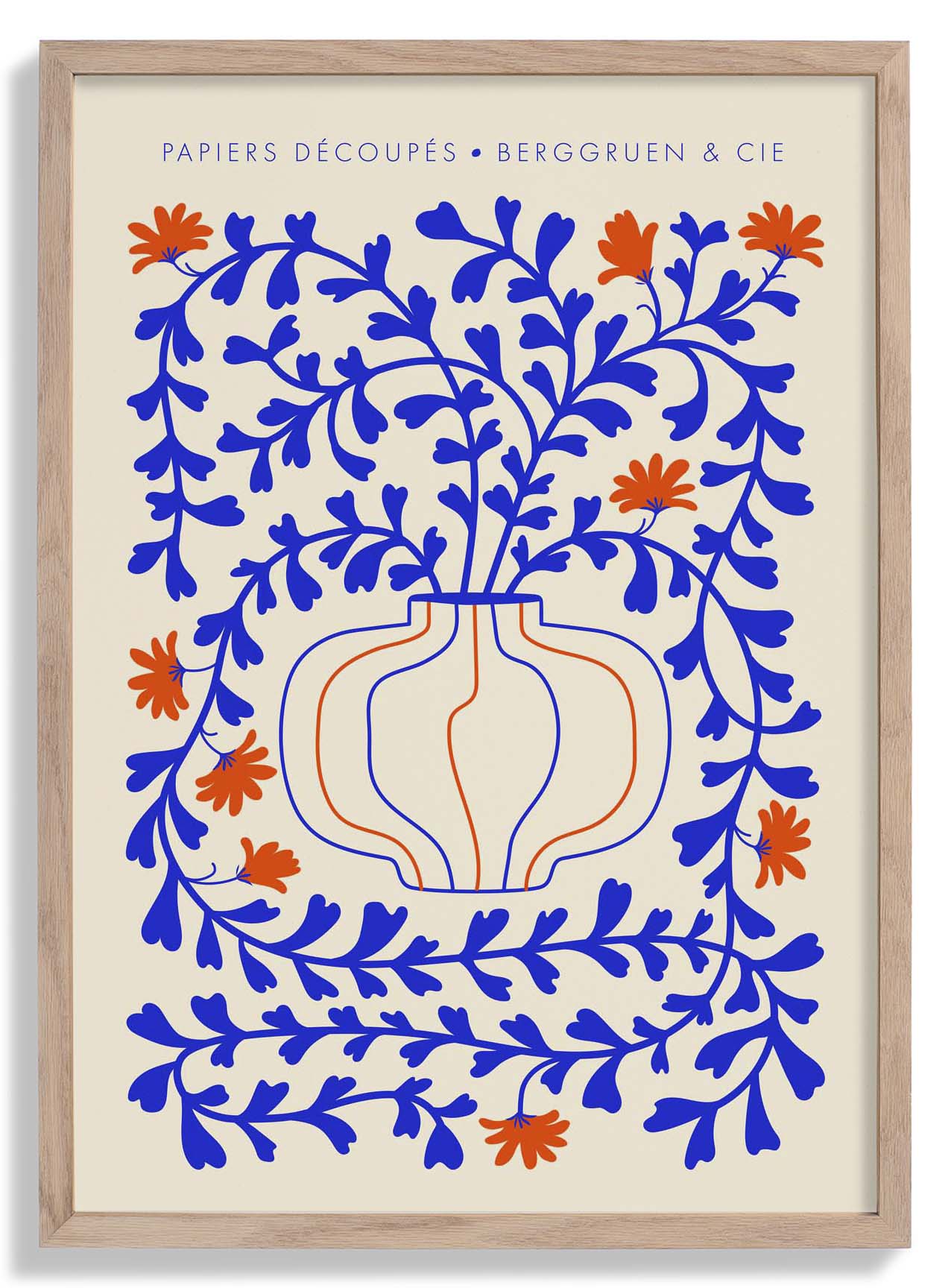 Blue Vines Orange Flowers Papiers Découpés Art Exhibition