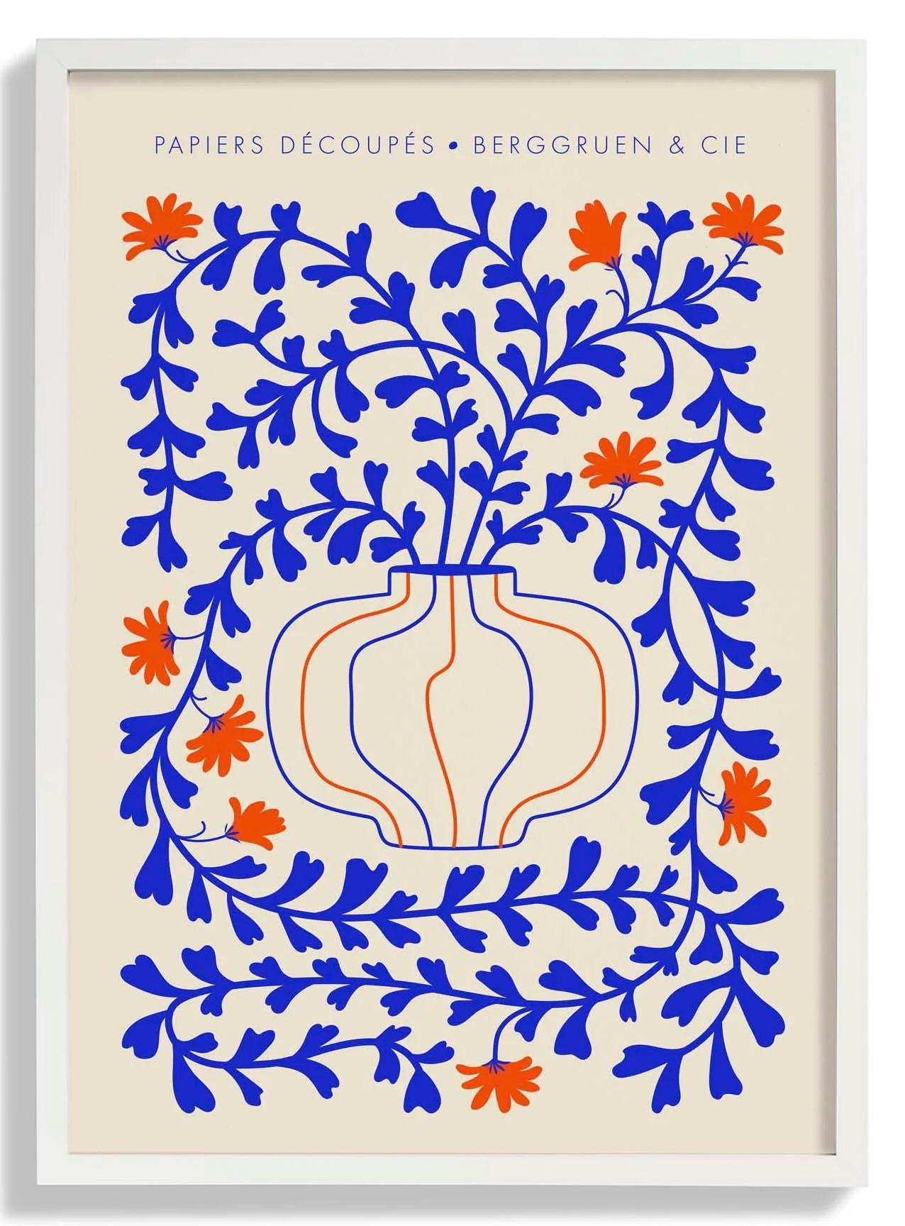 Blue Vines Orange Flowers Papiers Découpés Art Exhibition - Image 5