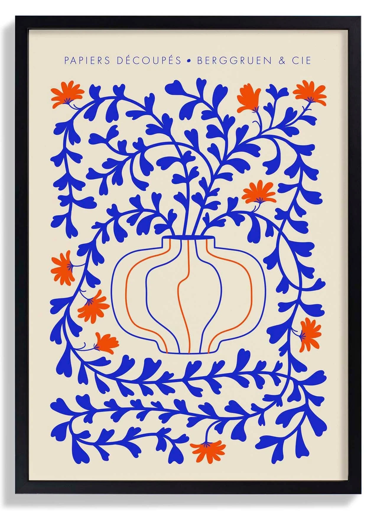Blue Vines Orange Flowers Papiers Découpés Art Exhibition - Image 6