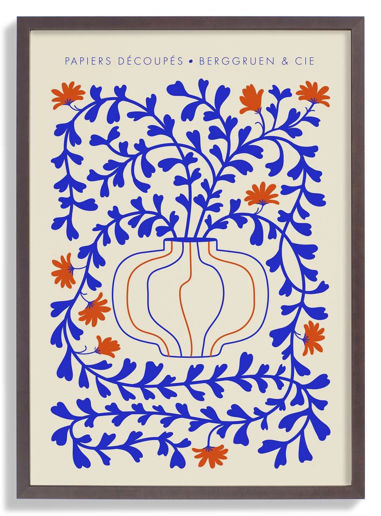 Blue Vines Orange Flowers Papiers Découpés Art Exhibition - Image 7