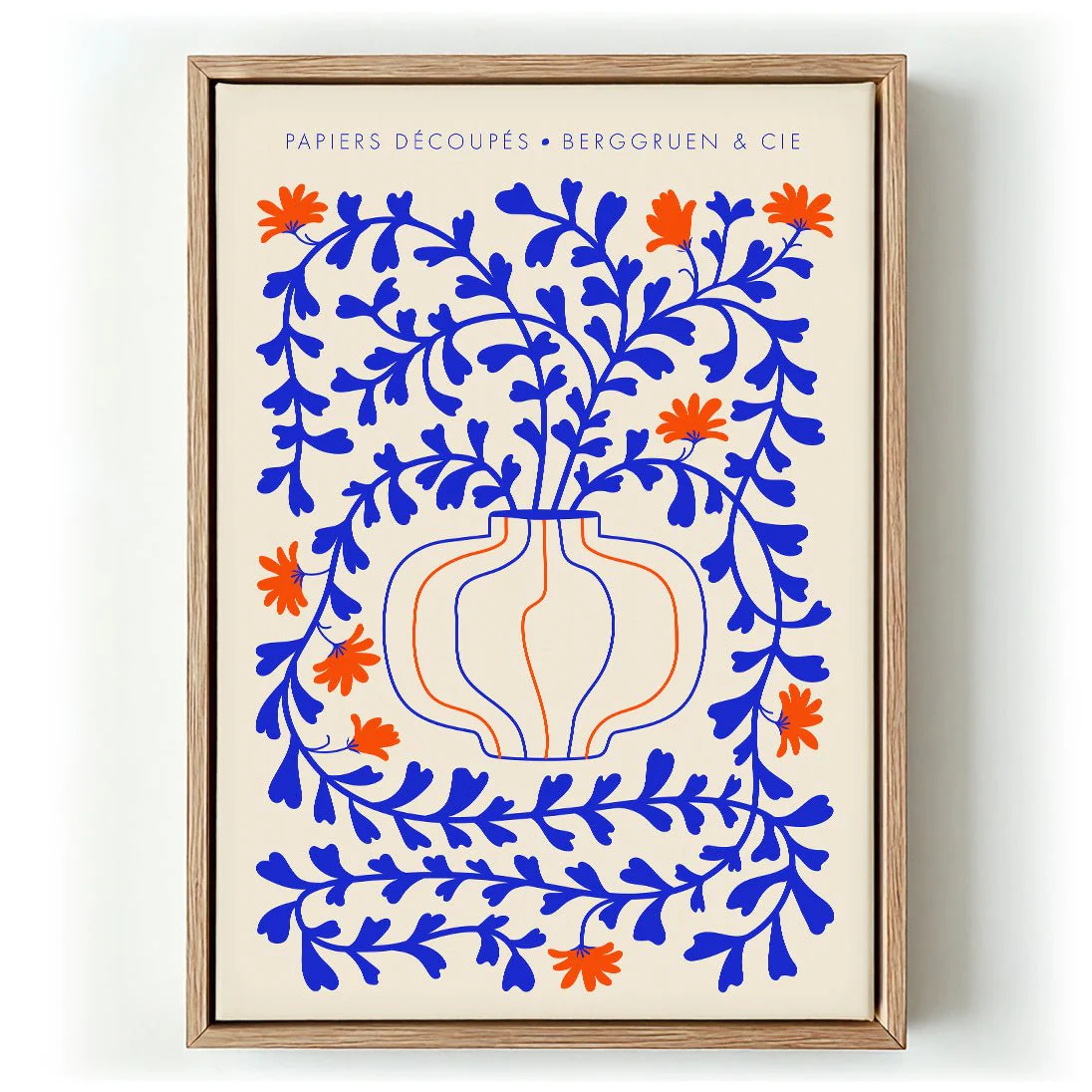 Blue Vines Orange Flowers Papiers Découpés Art Exhibition