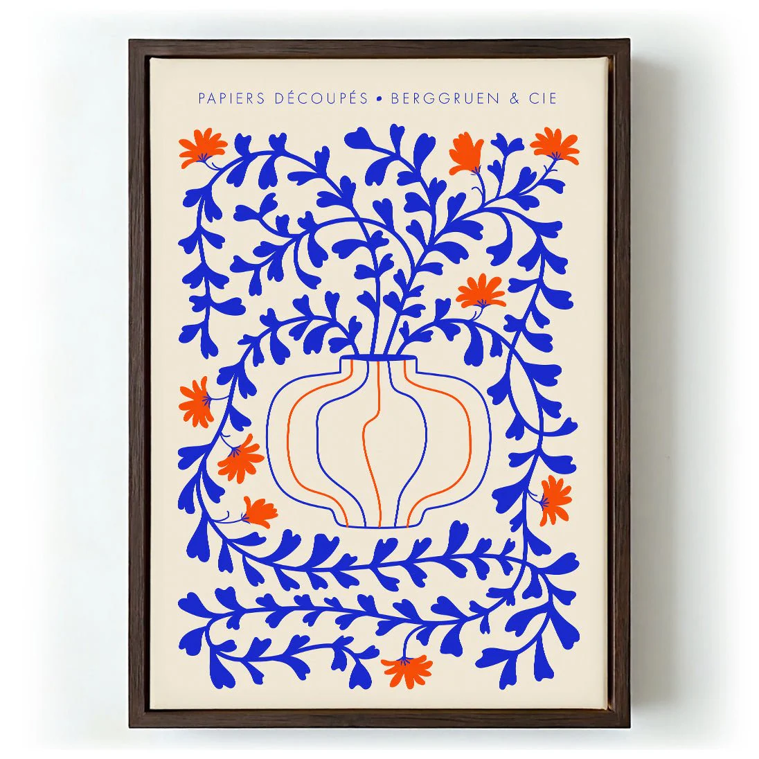 Blue Vines Orange Flowers Papiers Découpés Art Exhibition - Image 5