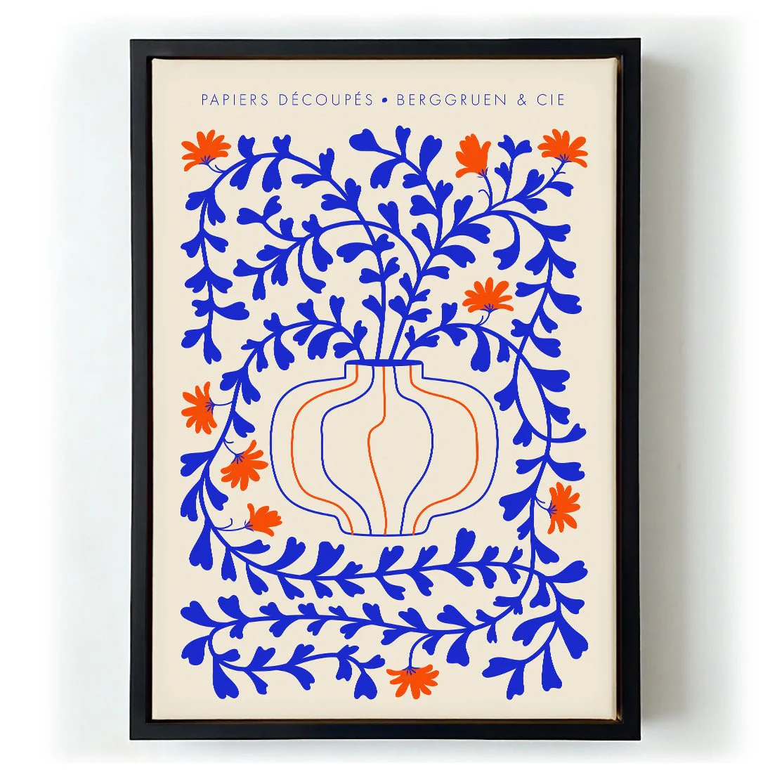 Blue Vines Orange Flowers Papiers Découpés Art Exhibition - Image 6