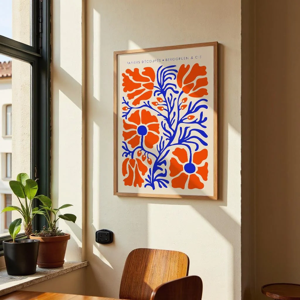 Blumen Blue Orange Papiers Découpés Art Exhibition - Image 2