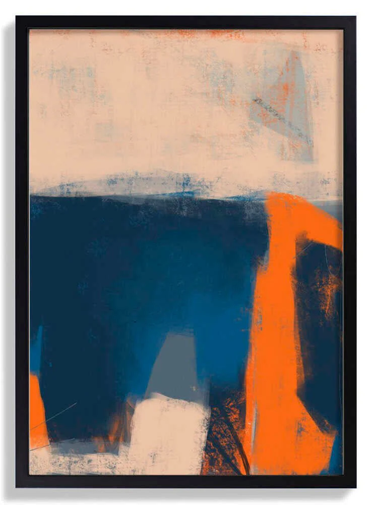 Bold Blue Orange and White Brushstrokes by MANSI SAXENA - Image 6