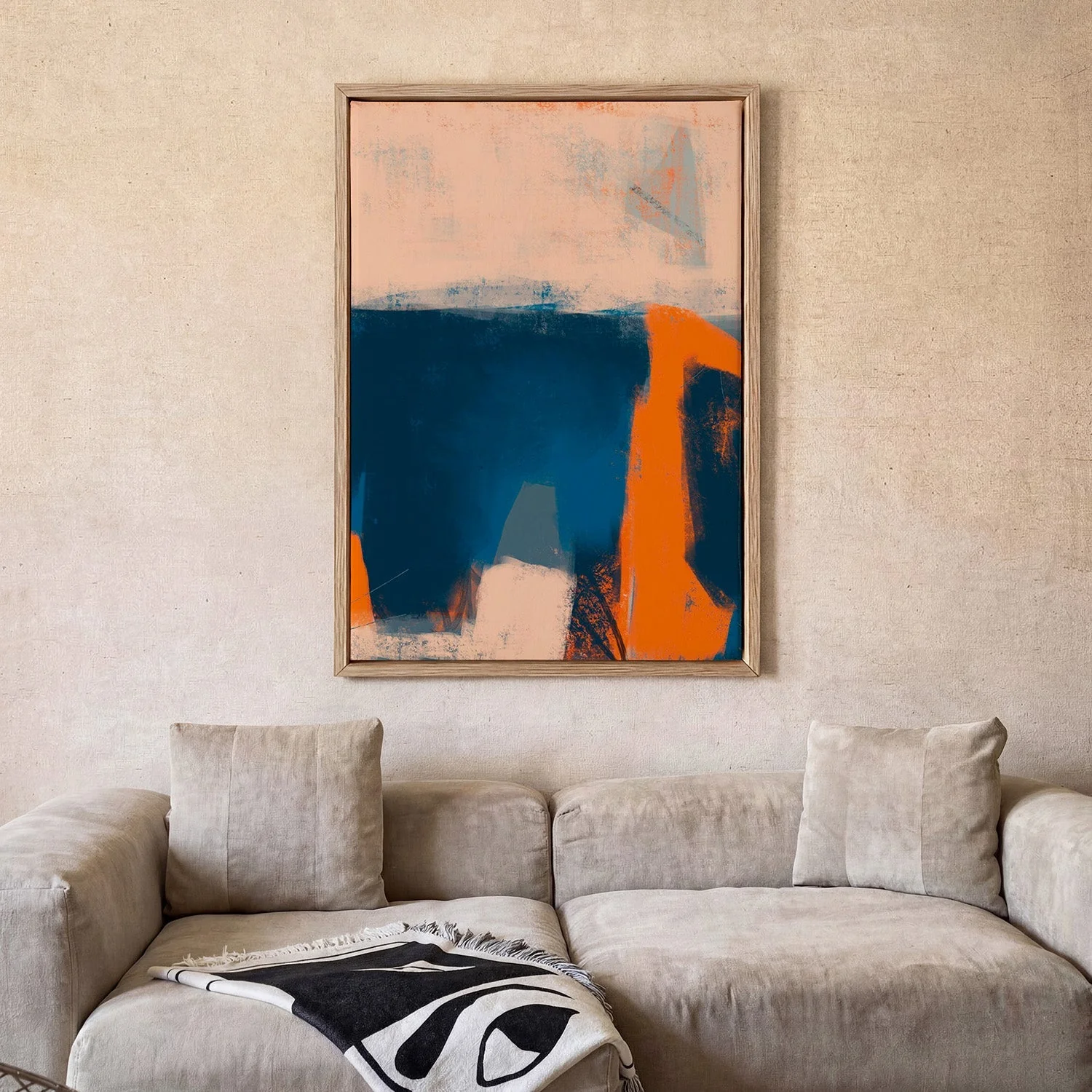 Bold Blue Orange and White Brushstrokes by MANSI SAXENA - Image 2