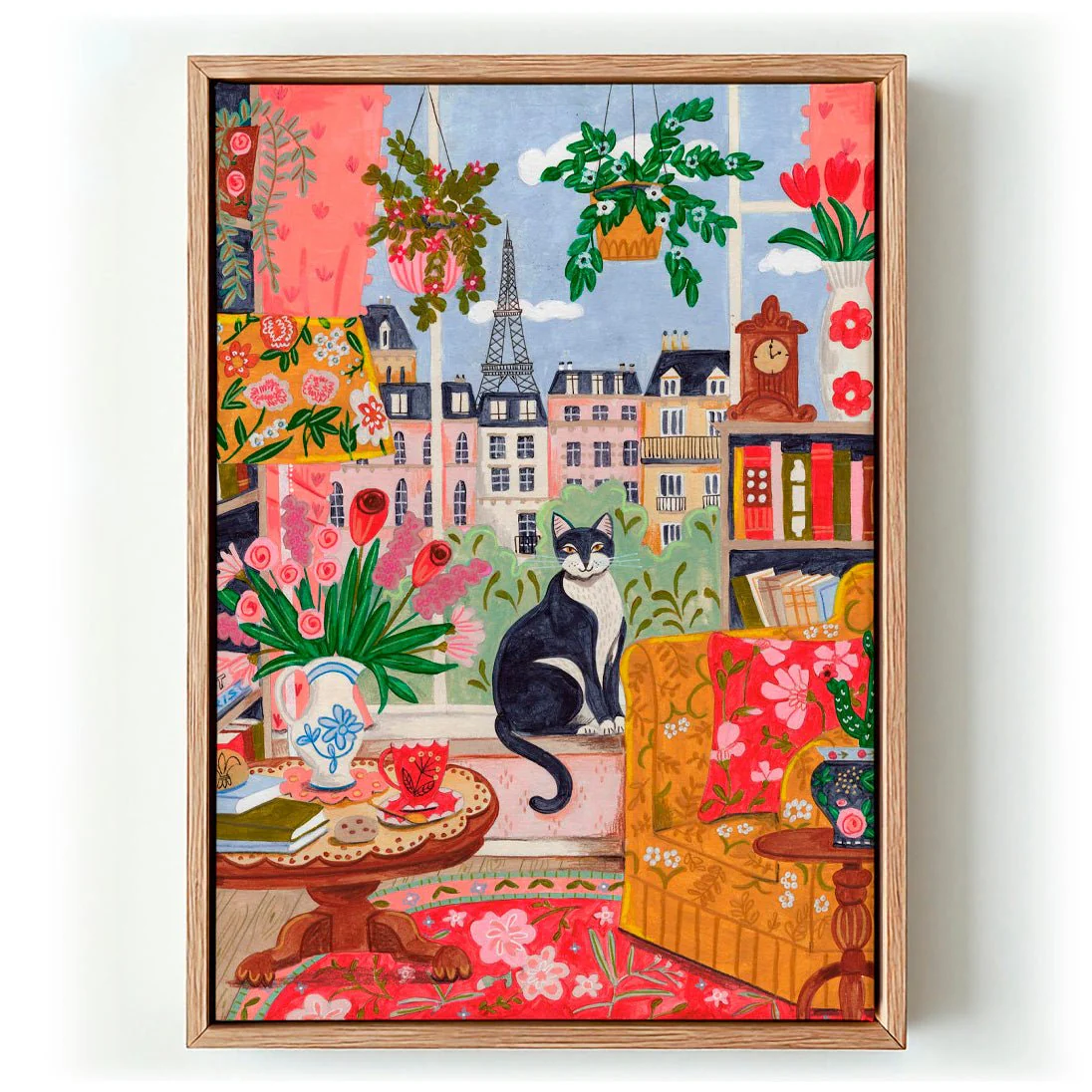 Cat in front of window in Paris bright colours by Caroline Bonne Müller