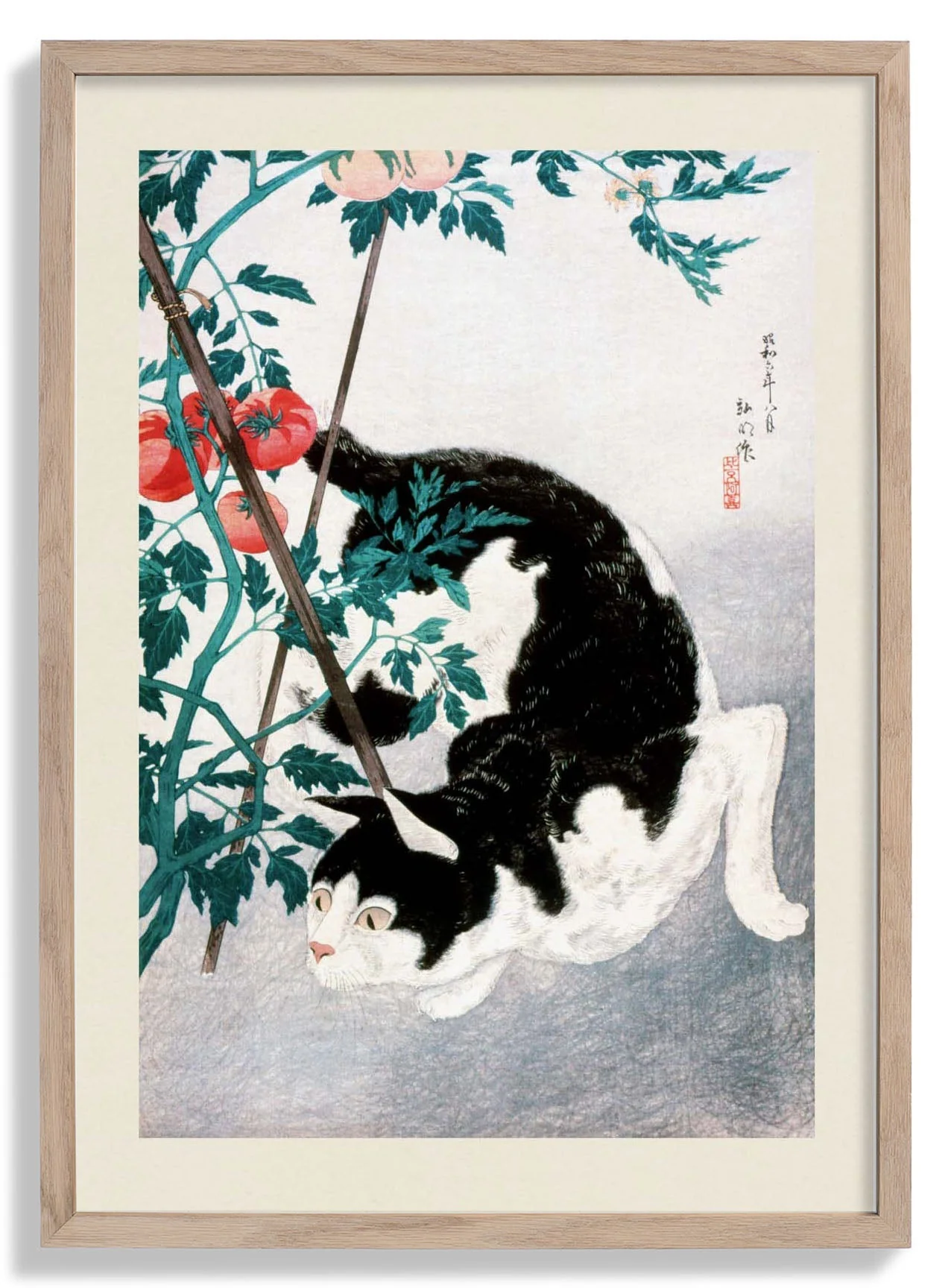Cat with Tomato by Takahashi Shōtei