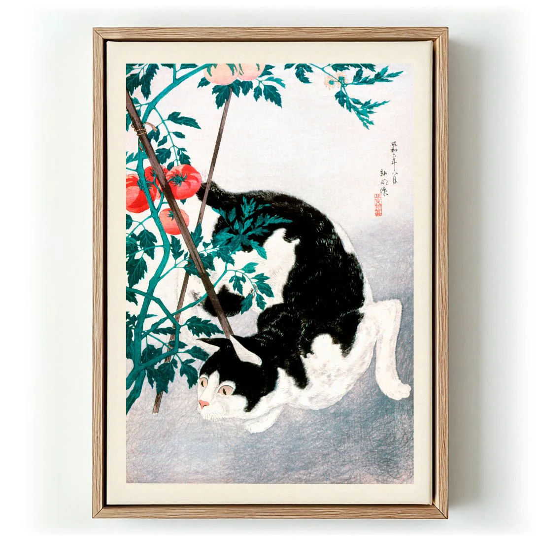 Cat with Tomato by Takahashi Shōtei