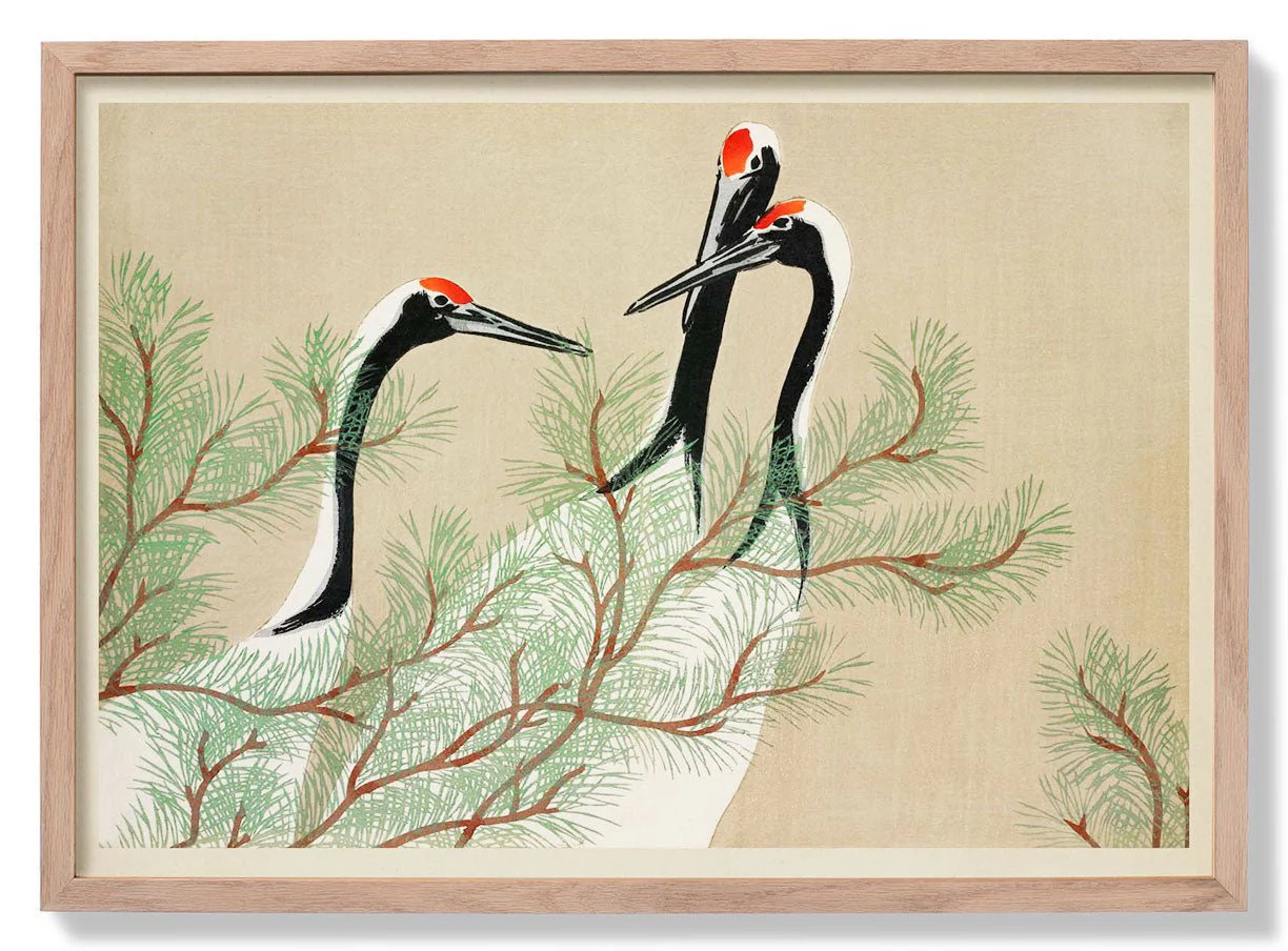 Cranes from Momoyogusa-Flowers by Sekka