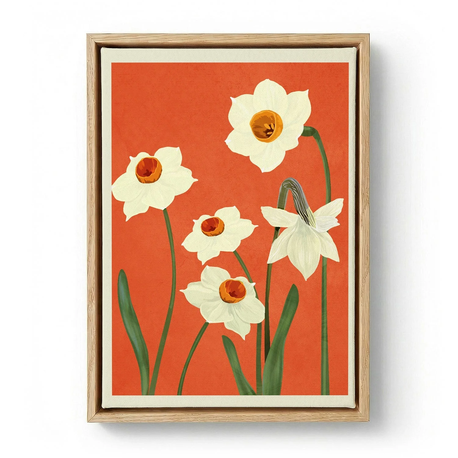 Daffodils On Red by Nadjaa