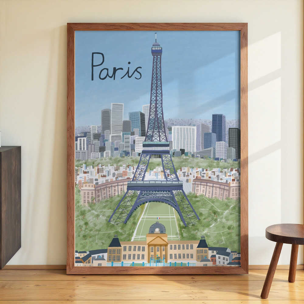 Eiffel Tower with Paris City in Background by Artist Carla Daly - Image 3