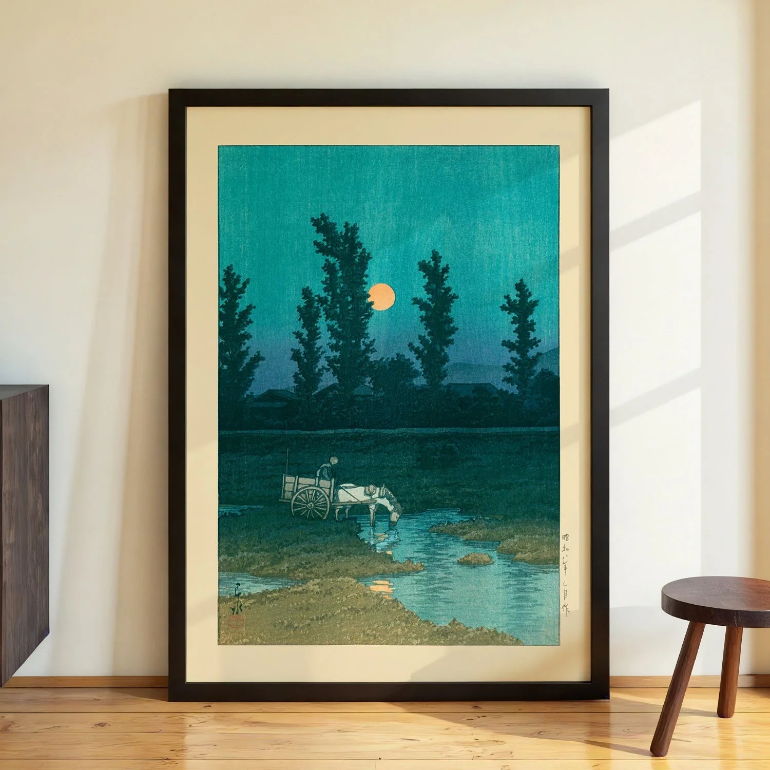 Evening Moon at Nakanoshima, Sapporo Art Print by Hasui - Image 2