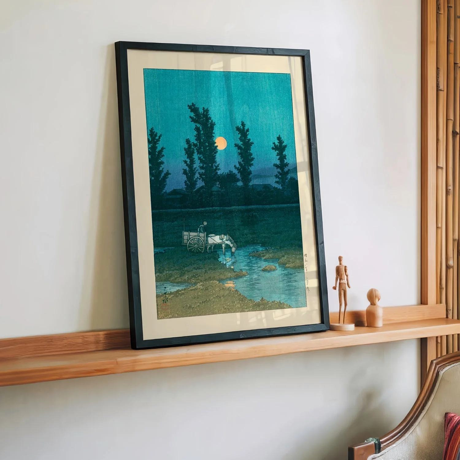 Evening Moon at Nakanoshima, Sapporo Art Print by Hasui - Image 3