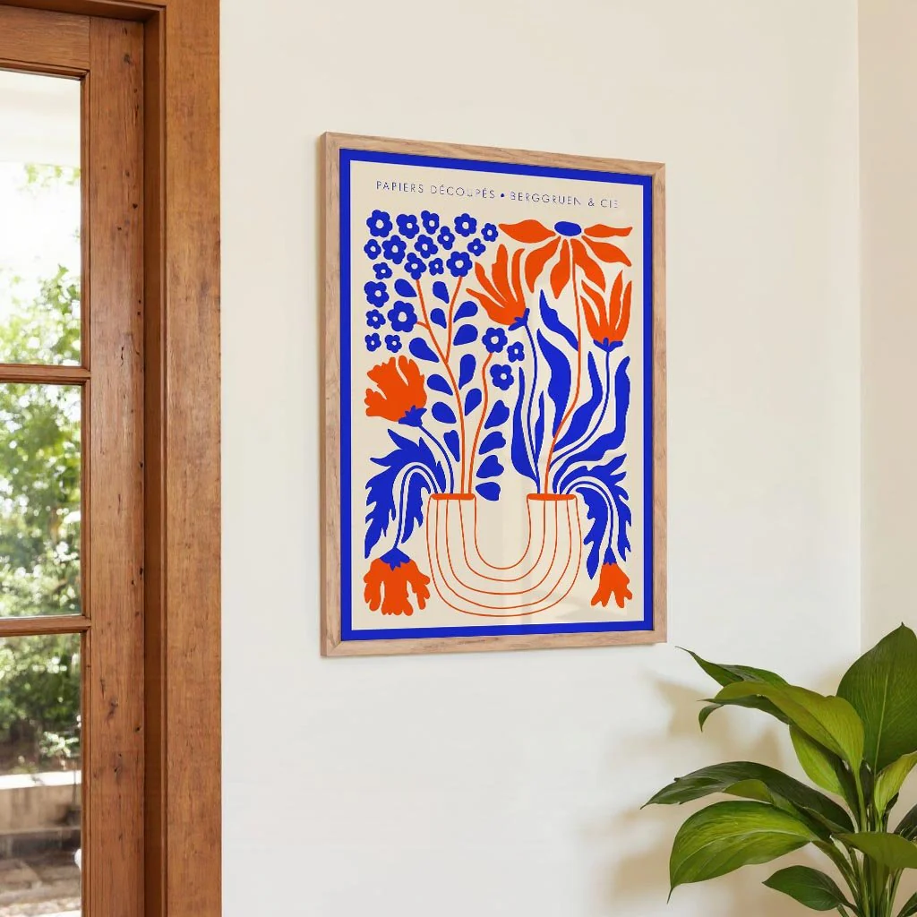 Flowers Vase Blue Orange Papiers Découpés Art Exhibition - Image 4