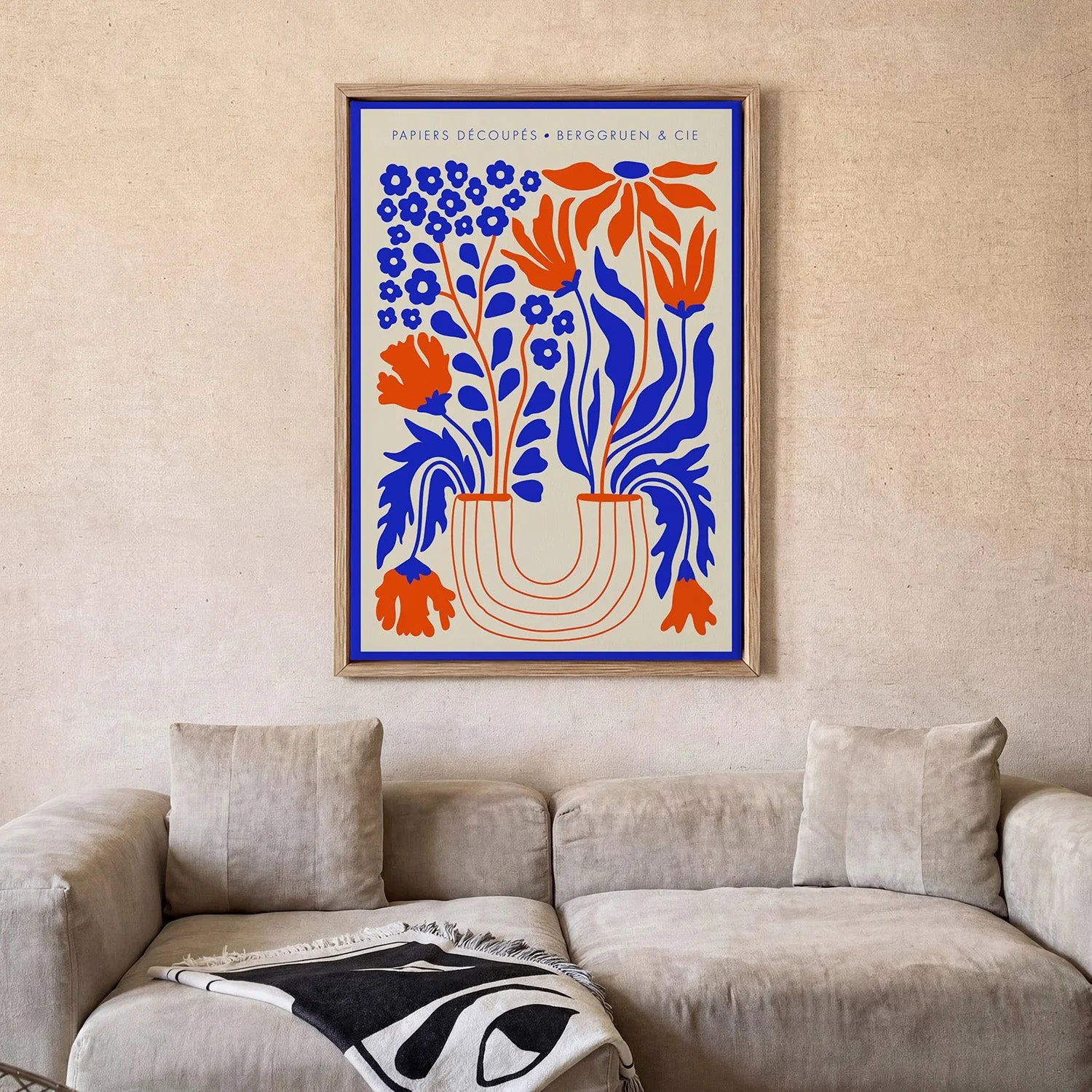 Flowers Vase Blue Orange Papiers Découpés Art Exhibition - Image 2