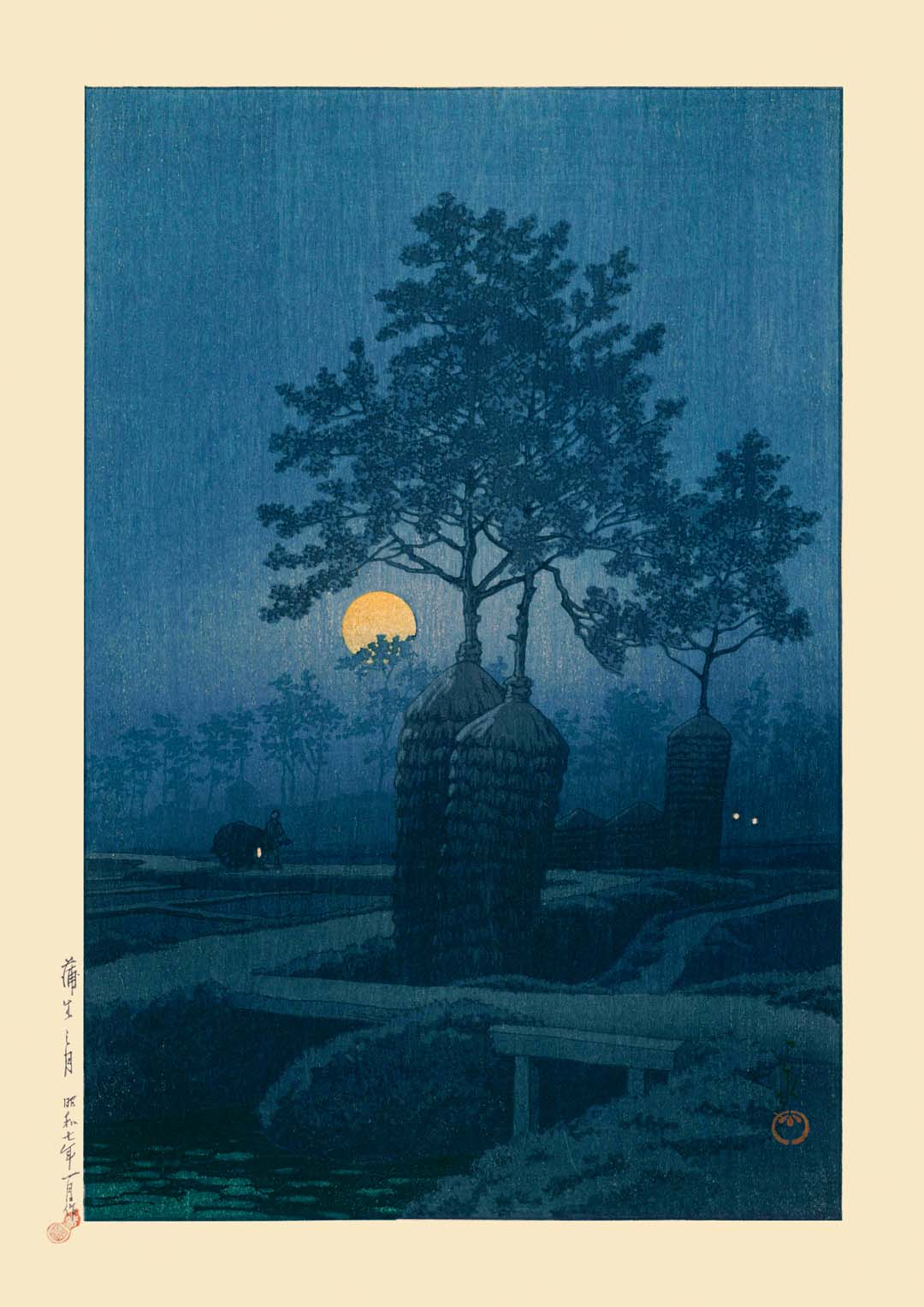 Full Moon At Gamo Art Print by Hasui - Image 7
