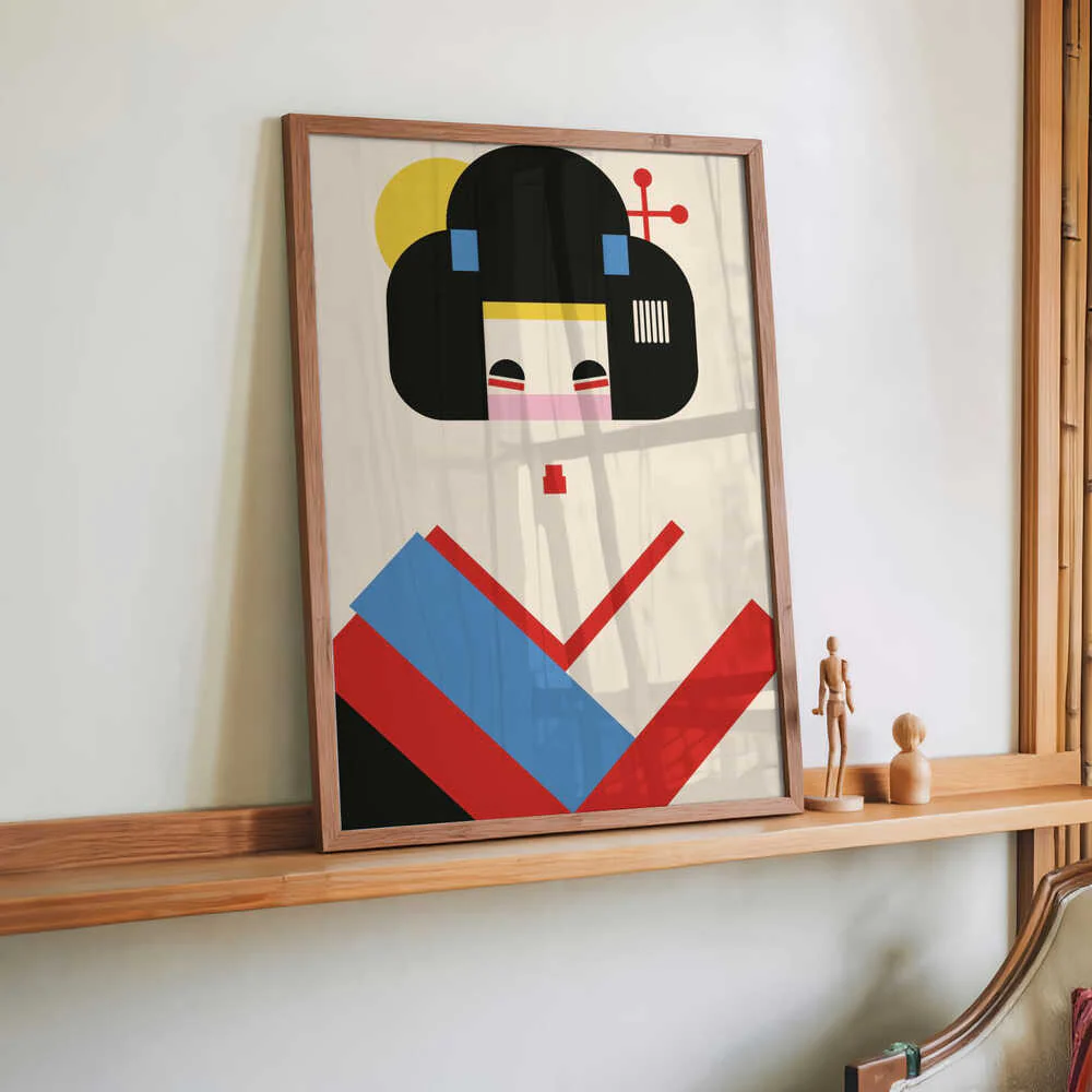 Geisha Girl Geometric Illustration by Retrodrome - Image 2