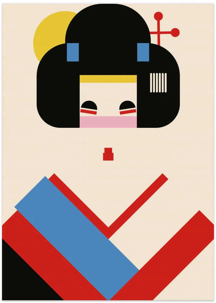 Geisha Girl Geometric Illustration by Retrodrome - Image 8