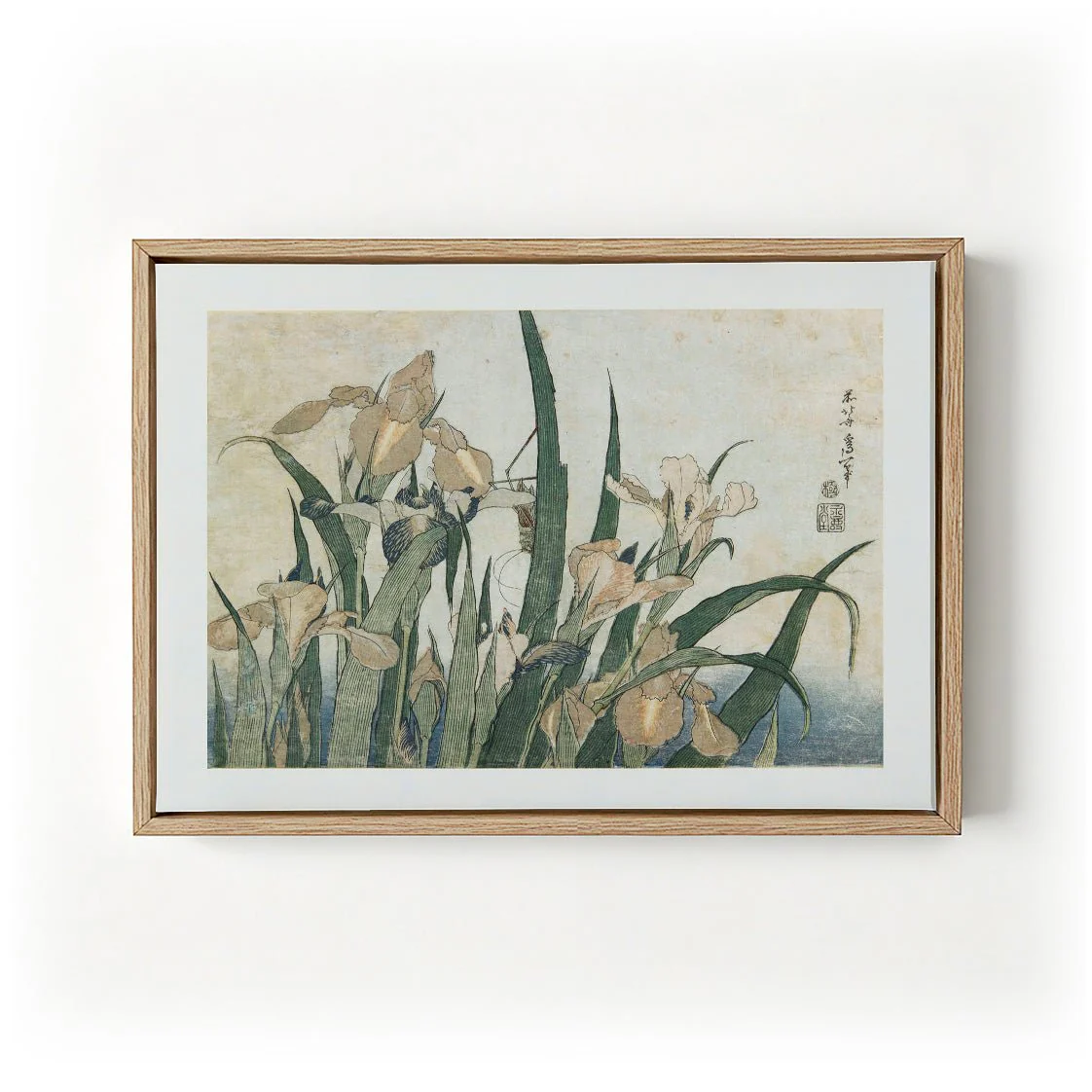 Irises and Grasshopper by Katsushika Hokusai