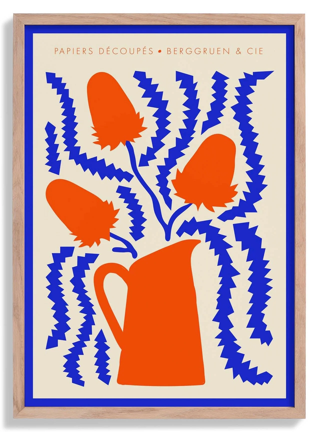 Jug Flowers Blue and Orange Papiers Découpés Art Exhibition
