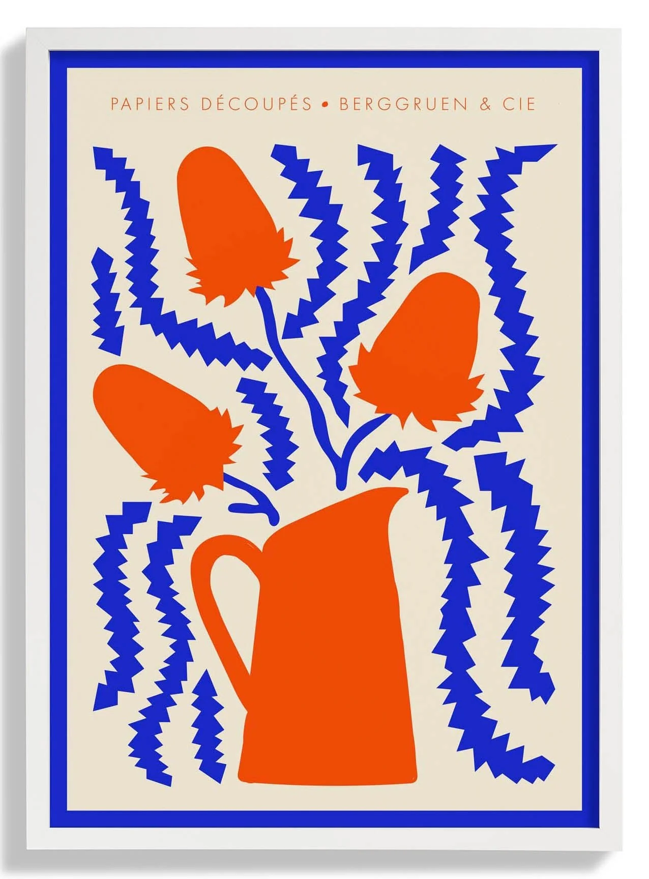 Jug Flowers Blue and Orange Papiers Découpés Art Exhibition - Image 5
