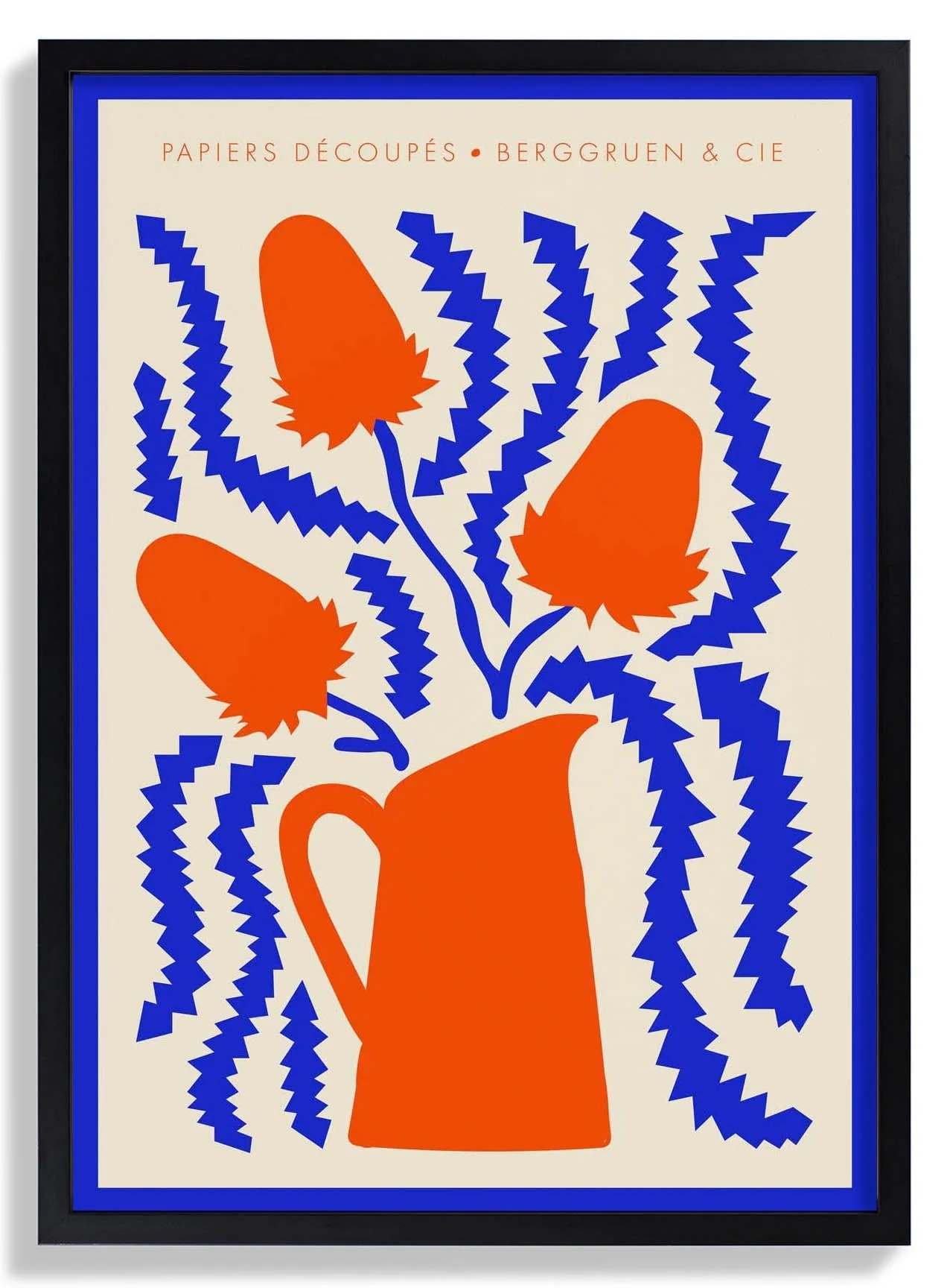 Jug Flowers Blue and Orange Papiers Découpés Art Exhibition - Image 6