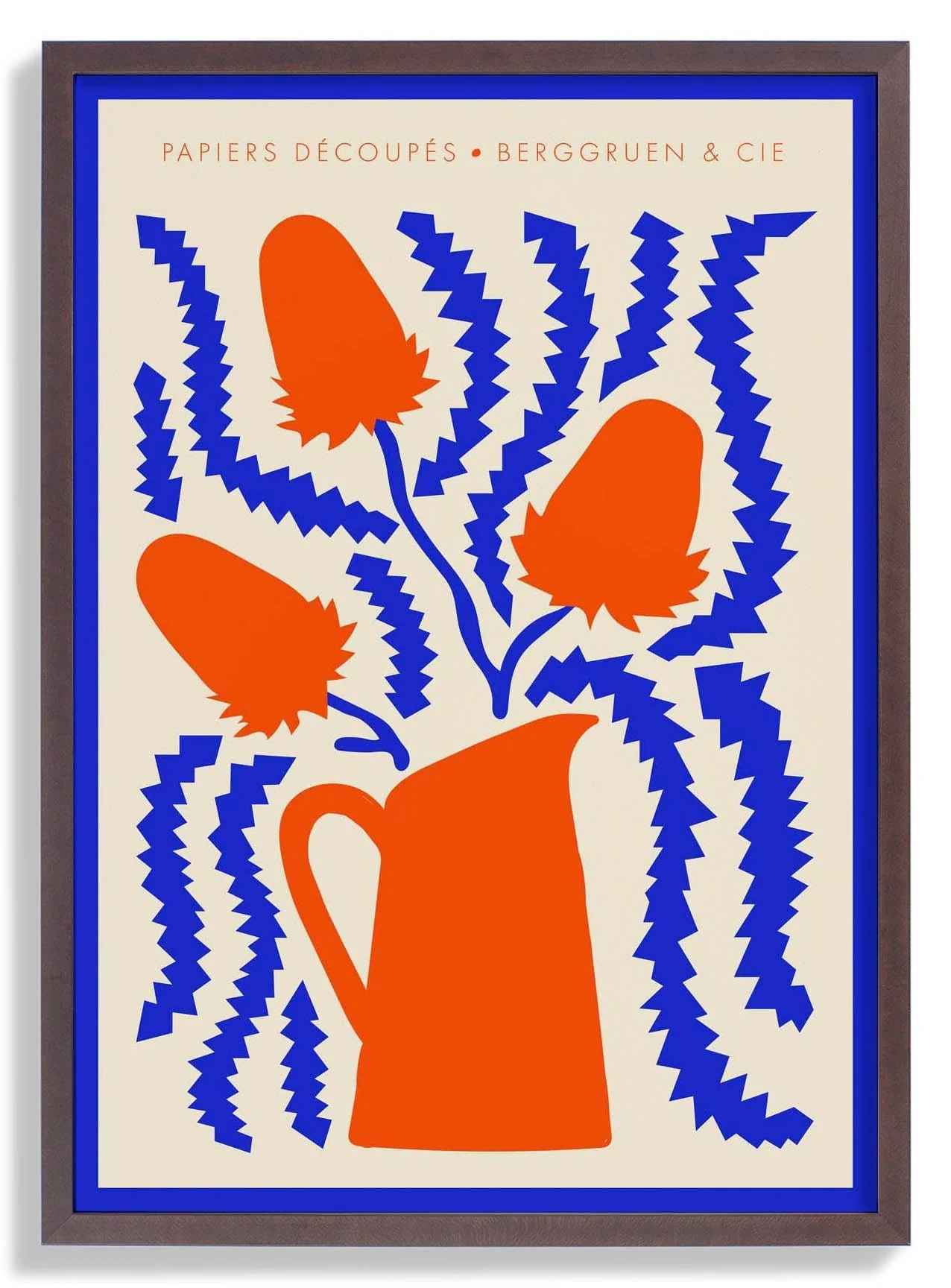 Jug Flowers Blue and Orange Papiers Découpés Art Exhibition - Image 7