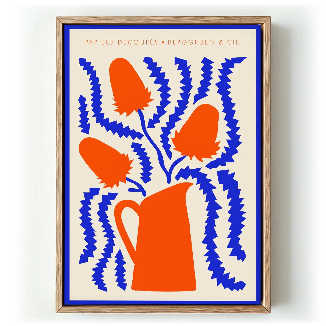 Jug Flowers Blue and Orange Papiers Découpés Art Exhibition