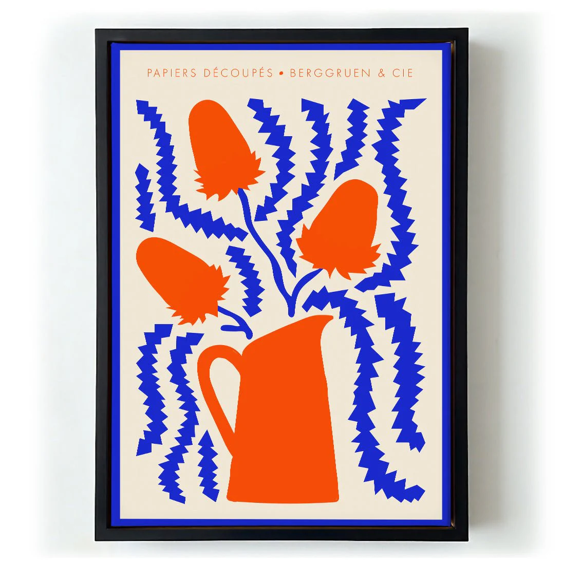 Jug Flowers Blue and Orange Papiers Découpés Art Exhibition - Image 6