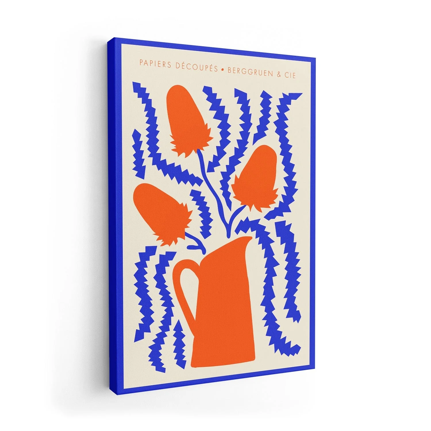 Jug Flowers Blue and Orange Papiers Découpés Art Exhibition - Image 7
