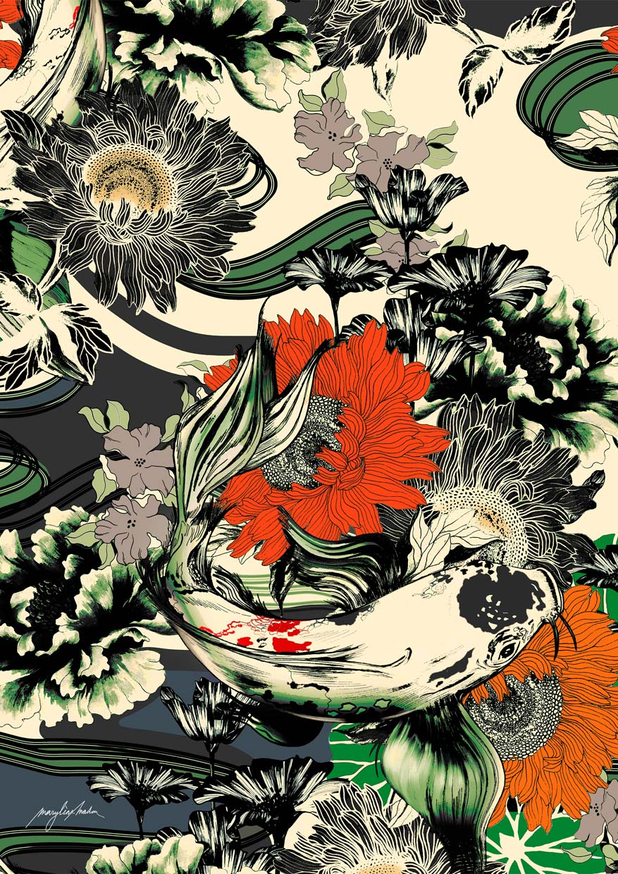 Koi Pond Japan Kimono by Marylène Madou - Image 8