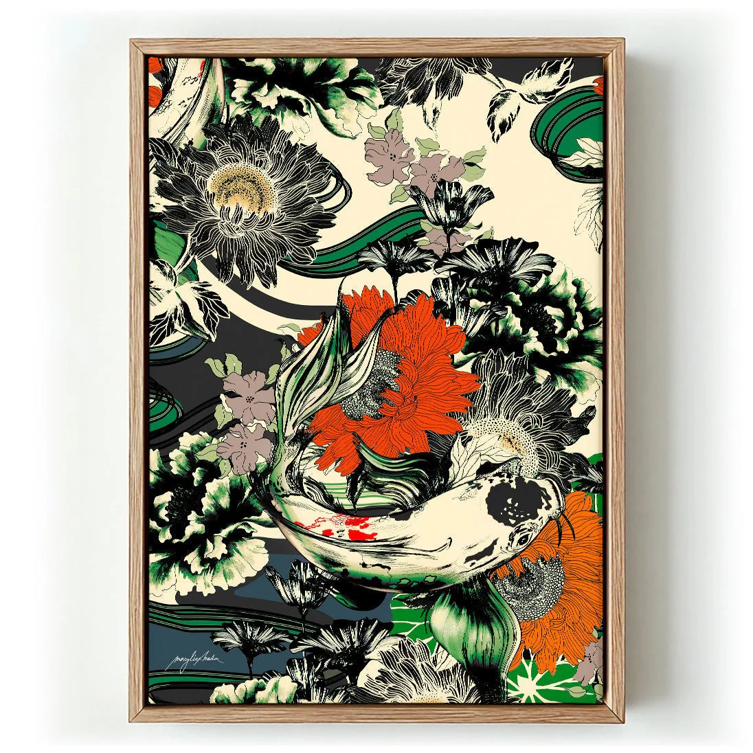 Koi Pond Japan Kimono by Marylène Madou